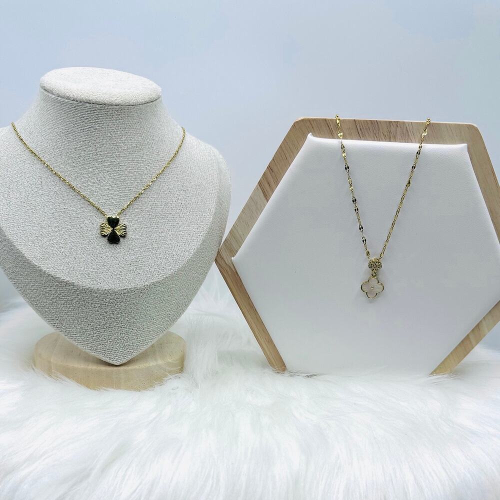 The Clover Floral Necklace Gold Tone Bundle